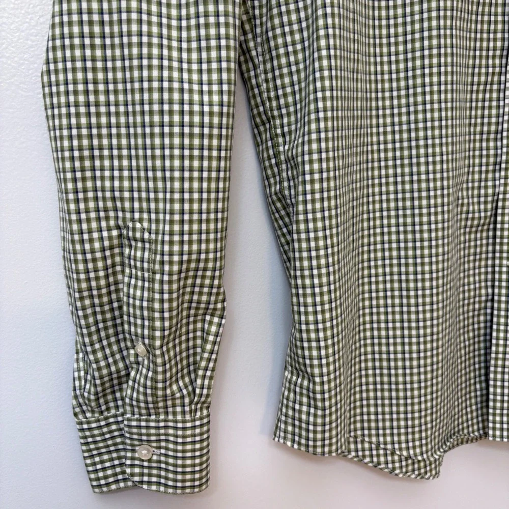 Joseph Abboud Non-Iron 100% Cotton Green Gingham Button Down Shirt Mens L - Picture 3 of 7